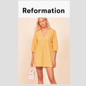 Reformation Yellow Floral Mini Dress
